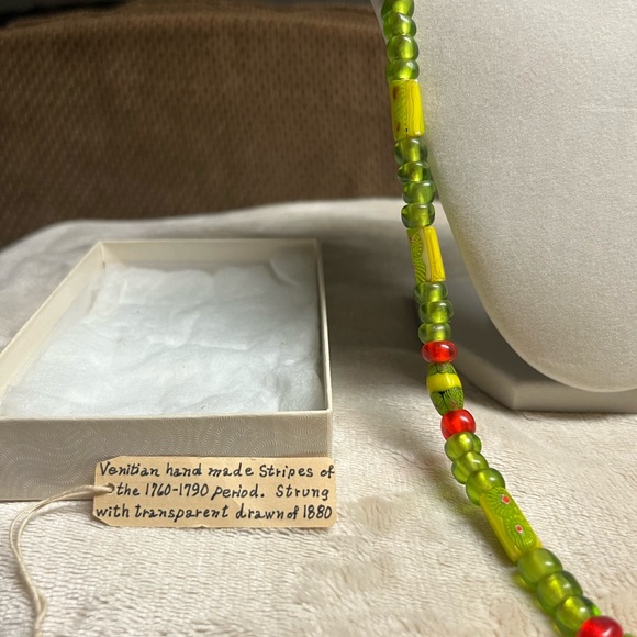African Trade~Venetian Vintage (1760-1790) Millefiori Lime Green Glass Beads - Picture 5 of 16